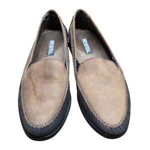 Vintage 80s Generra Collection Mens 13M 2 Tone Leather Loafers Moc Toe Tan G1094